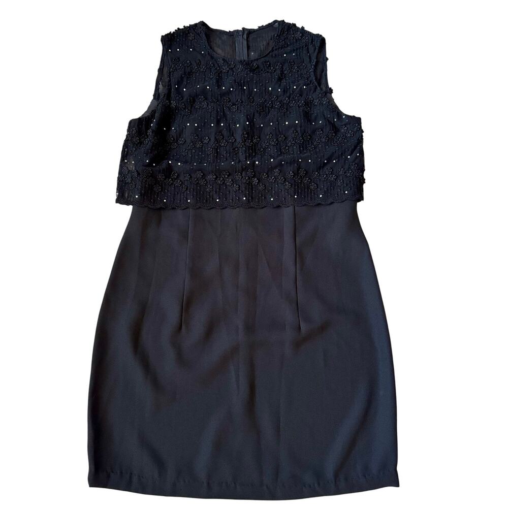 J.R Nite Vintage Cocktail Embellished Lace Floral Overlay Dress size 10 NEW